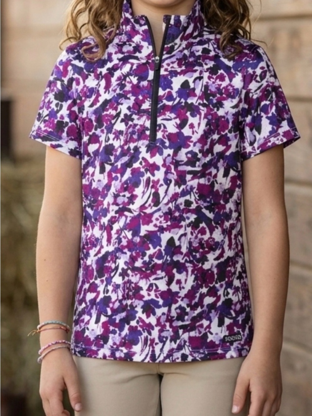 Kerrits Kids Purple Floral Short-Sleeve Shirt